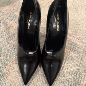 Saint Laurent Black Pointed Toe Heels (Teddy)